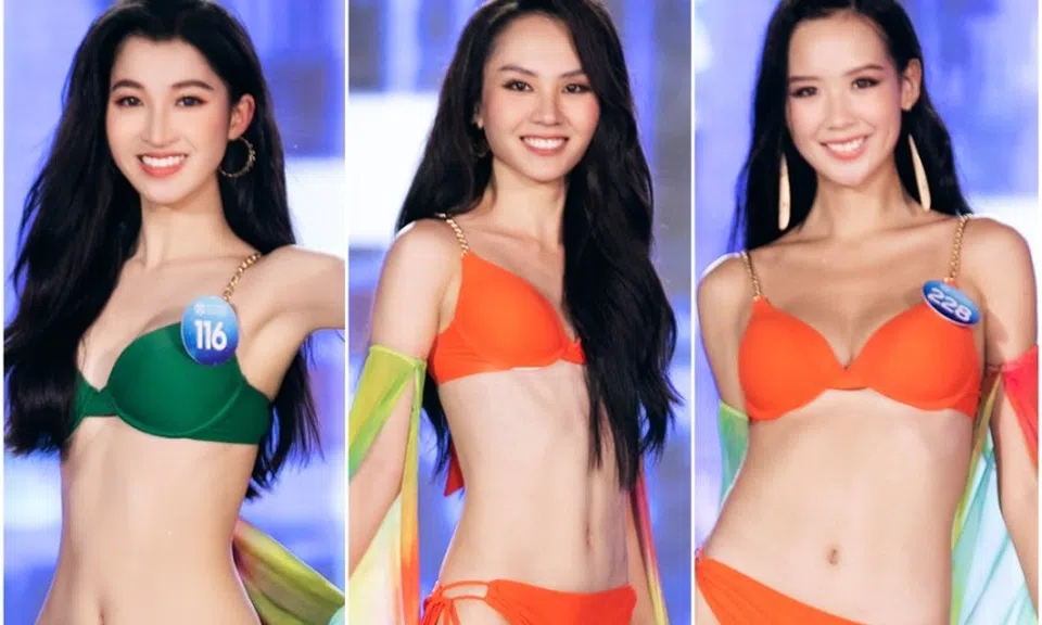 Nam Em và top 20 Miss World Vietnam trình diễn bikini 'bốc lửa'